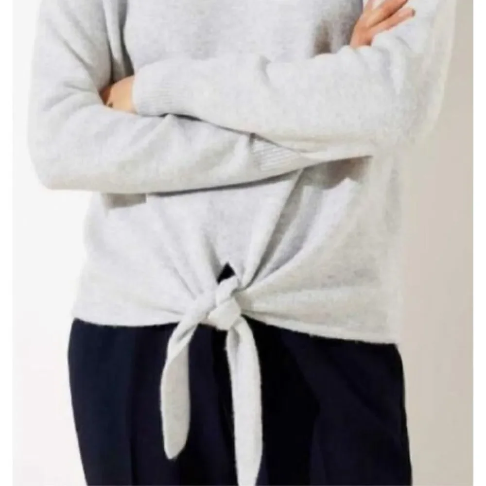 LOFT light gray tie front sweater